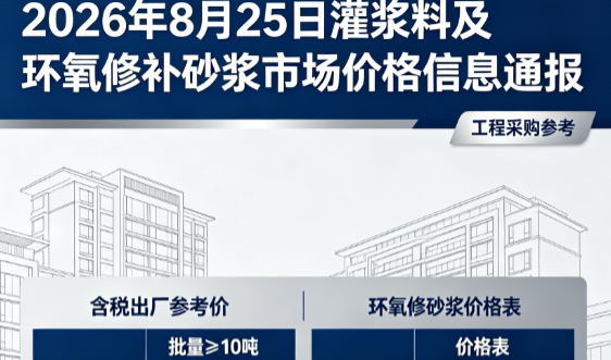洪湖2026年8月25日灌浆料及环氧修补砂浆市场价格信息通报